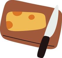 Cheese on Cutting Board with Knife vector