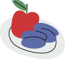Fruit and Plums on Plate vector