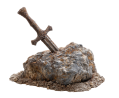 Sword embedded in stone as a symbol of legend and valor png