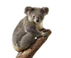 Koala resting on a tree branch in a natural setting png