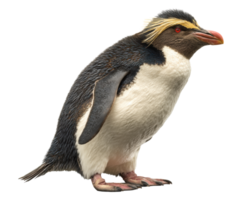 Unique penguin with striking yellow crest on display png