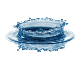 Water splash with droplets creating ripples and crown shape png