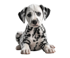 Dalmatian puppy playing on a soft surface in bright environment png