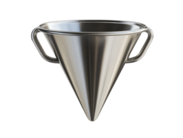 Metal funnel for kitchen use with dual handles and smooth surface png