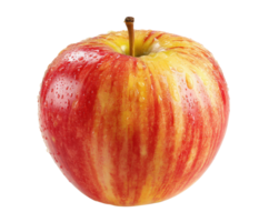 Fresh red and yellow apple with water droplets on surface png