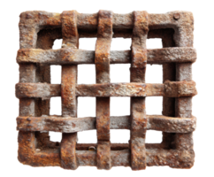 Rusty metal gate with grid pattern for architectural design projects png
