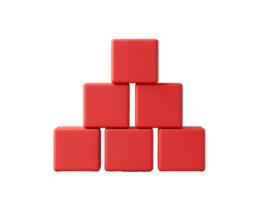 Red building blocks arranged in a pyramid shape for creative play png