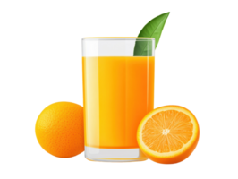 Fresh orange juice served with ripe oranges in bright setting png