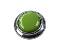 Bright green button with chrome finish for signaling and alerting png