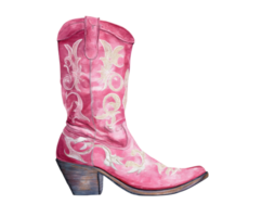 Stylish pink cowboy boot with intricate western designs png
