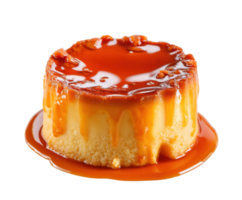 Caramel dessert with smooth texture and glossy finish png