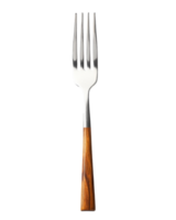 Fork with wooden handle presented against a neutral background png