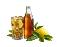 Refreshing iced tea with lemon and greenery for summer enjoyment png