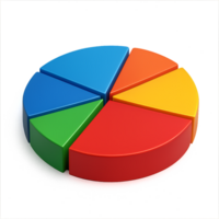 Colorful 3D Pie Chart on Black Background for Data Visualization png