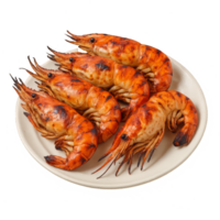 Grilled River Prawns on Plate Ready to Serve for Delicious Meal png