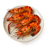 Grilled River Prawns on Plate Ready for Serving and Enjoying png