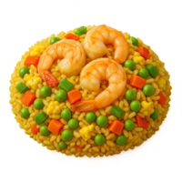 Delicious Fried Shrimp and Rice with Colorful Vegetables png