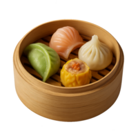 Assorted Dim Sum in Bamboo Steamer for Culinary Delight png
