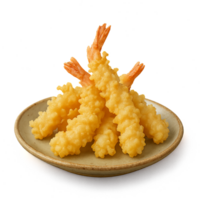 Crispy Shrimp Tempura Delight on a Plate with Light Background png