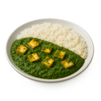 Paneer and Basmati Rice with Green Spinach Sauce Dish png