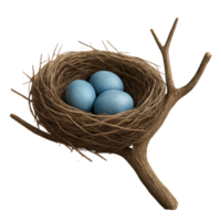 Blue Eggs Nest with Natural Elements in Soft Lighting png