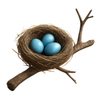 Blue Eggs Nest with Simple Design on Branch in Nature Environment png