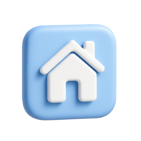 Simple 3D Home Icon Button for User Interface Design png