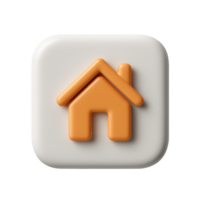 Simple 3D Home Icon Button Design for User Interface Environment png