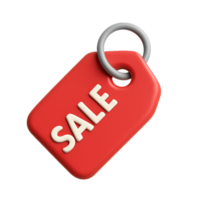 Red Sale Tag in 3D with Simple Design for Promotional Use png