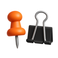 Colorful Push Pin and Black Paper Clip for Office Use png