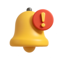 Simple 3D Notification Bell Icon with Alert Symbol Design png