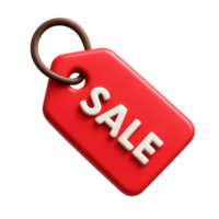 3D Red Sale Tag with Simple Design for Promotional Use png