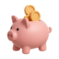Cute Piggy Bank with Coins Ready for Saving and Financial Growth png