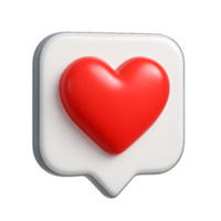 Simple 3D Red Heart Icon Design on a Speech Bubble Background png