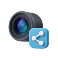 3D Camera Lens Icon for Creative Composition and Design Projects png