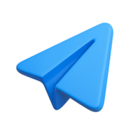Simple 3D Icon of a Paper Airplane with Smooth Blue Surface png
