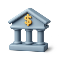 3D Simple Bank Icon Rendered with Pastel Color Design and Style png