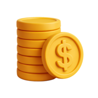 Realistic 3D Simple Gold Coin Icon with Dollar Sign Design png