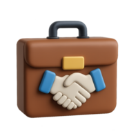 Simple Business Briefcase Icon with Handshake Design for Collaboration png