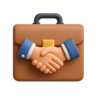 Simple Business Briefcase Icon with Handshake Gesture Design png