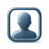 Simple 3D Profile Avatar in Blue Color and Minimalist Design png
