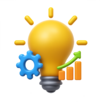Creative 3D Light Bulb Business Idea Concept with Growth Elements png