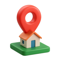 3D Icon of Location Pin with House in Simple Design png