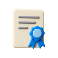 3D Simple Certificate Icon with Ribbon and Text Elements png