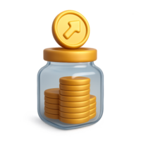 Gold Coin in Jar Representing Investment Growth and Savings Strategy png