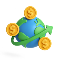 Global Investment Icon with Earth and Currency Symbols Illustration png