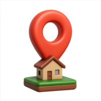 3D Icon of Property Pin and Simple House Design for Navigation png