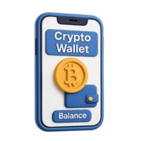 Simple 3D Icon of a Crypto Wallet with Balance Display on Phone png