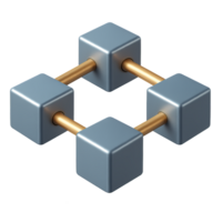 3D Blocks Connected by Lines in a Blockchain Network Illustration png