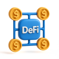 Modern DeFi Network Icon with Coins for Financial Technology Graphics png